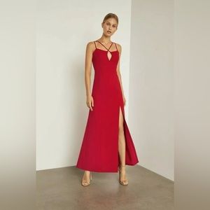 BCBGMAXAZRIA Keyhole Strappy Gown Evening Dress Size 10 Red  $338